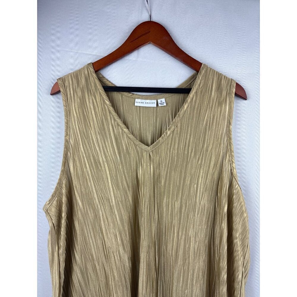 Susan Graver Womens XL Gold Textured Sleeveless Top